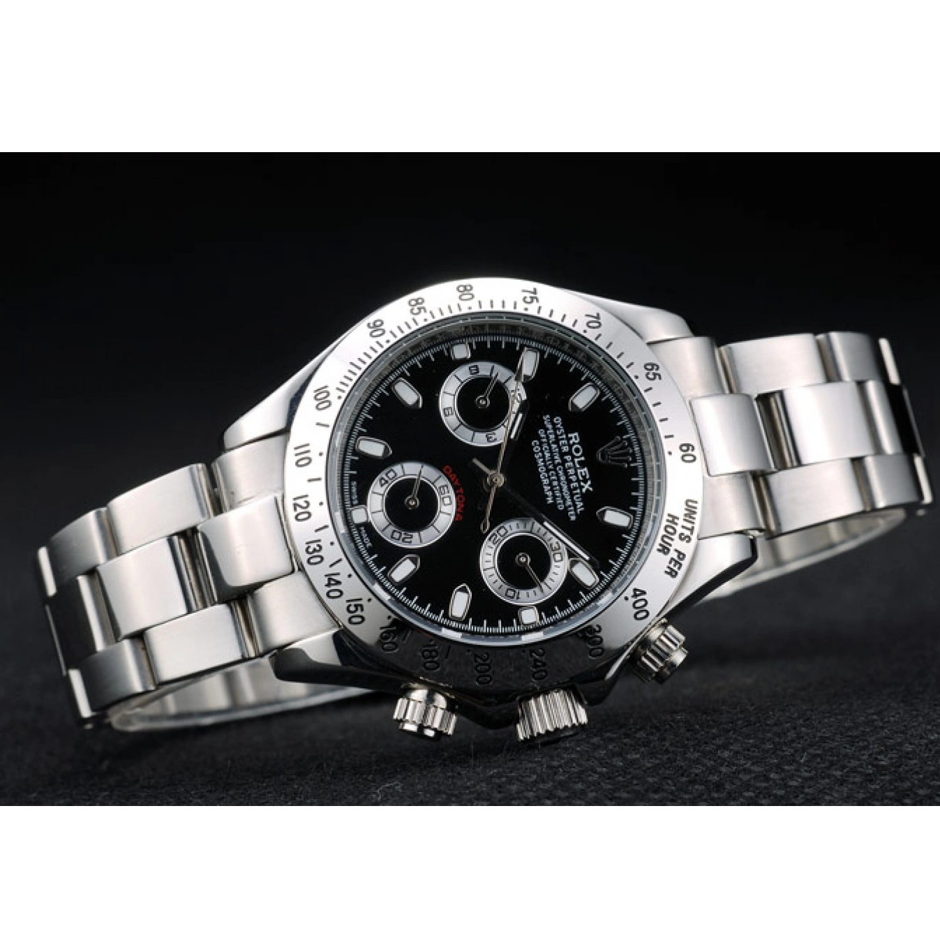 Aaa fake watches Black Dial Tachymeter Rolex Lady Daytona Case Steel Stainless 0527